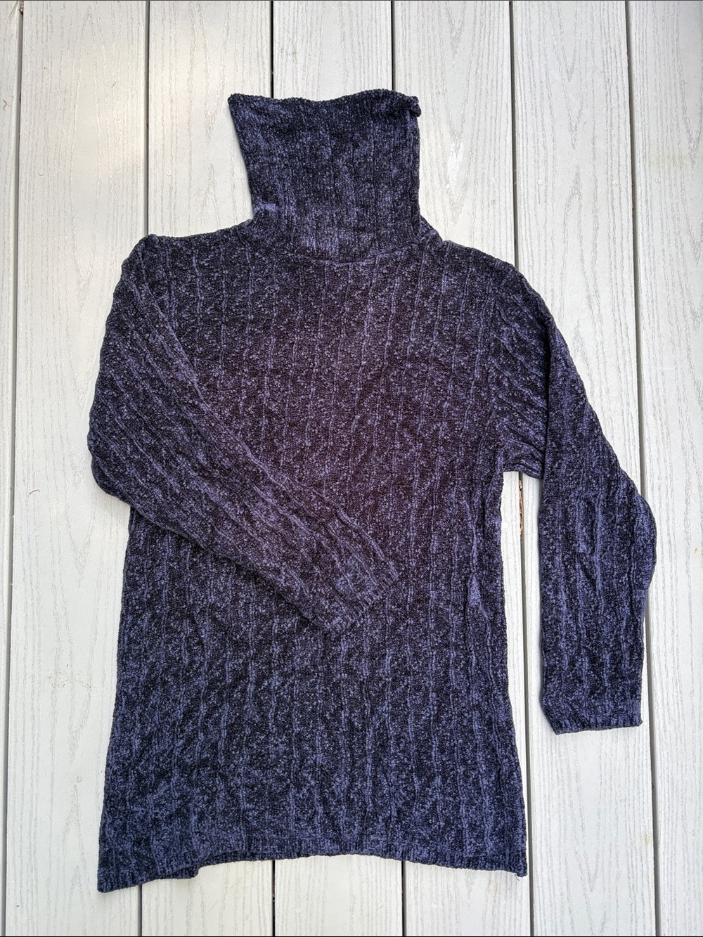 Eileen Fisher Deep Navy Cable Turtleneck Sweater